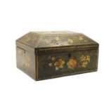 A Continental painted wooden jewellery casket,