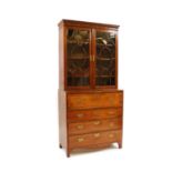 George III mahogany secretaire bookcase,