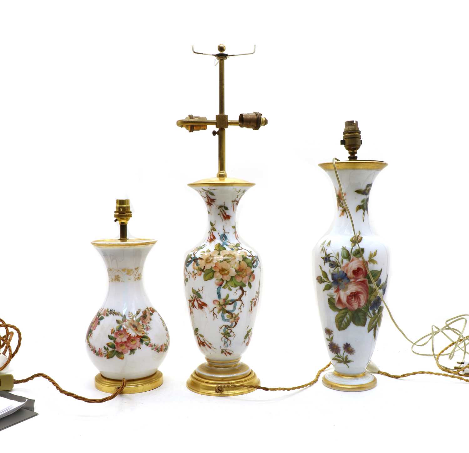 A group of three Opaline and enamelled table lamps, - Image 2 of 11