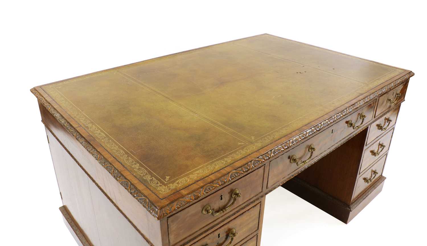 An early 20th century mahogany partners desk, - Image 3 of 4