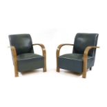 A pair of Art Deco lounger chairs,