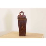 A George III strung and inlaid mahogany candle box,