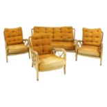 An Italian blondewood lounge suite,