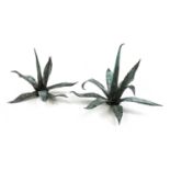 A pair of patinated bronze Agave succulents,