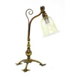 An Arts and Crafts copper and brass table lamp,