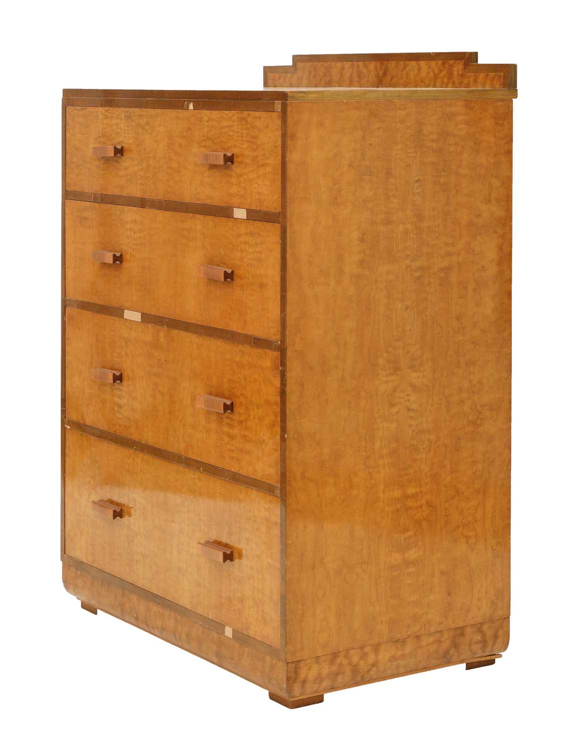 An Art Deco walnut and maple chest of drawers, - Image 2 of 5