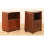 Two matched mahogany 'Token Works' bedside cabinets,