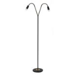 A brass and lacquered standard lamp,