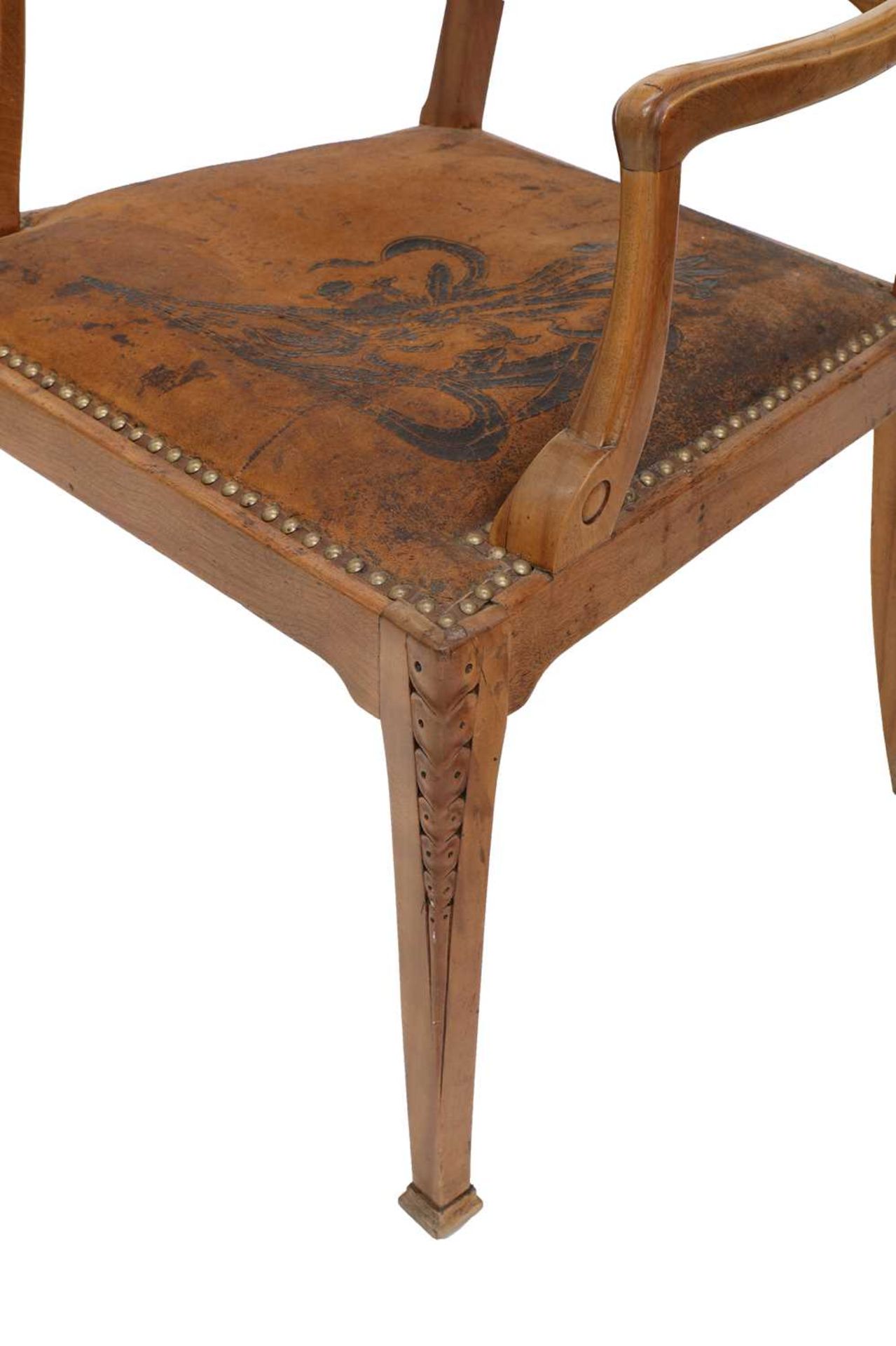 A pair of Art Nouveau walnut armchairs, - Bild 4 aus 7