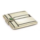 An Art Deco enamelled silver compact,