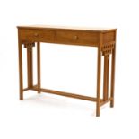 A contemporary teak console table,