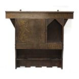An Arts and Crafts hanging smoker's cabinet,