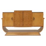 An Art Deco burr maple sideboard,