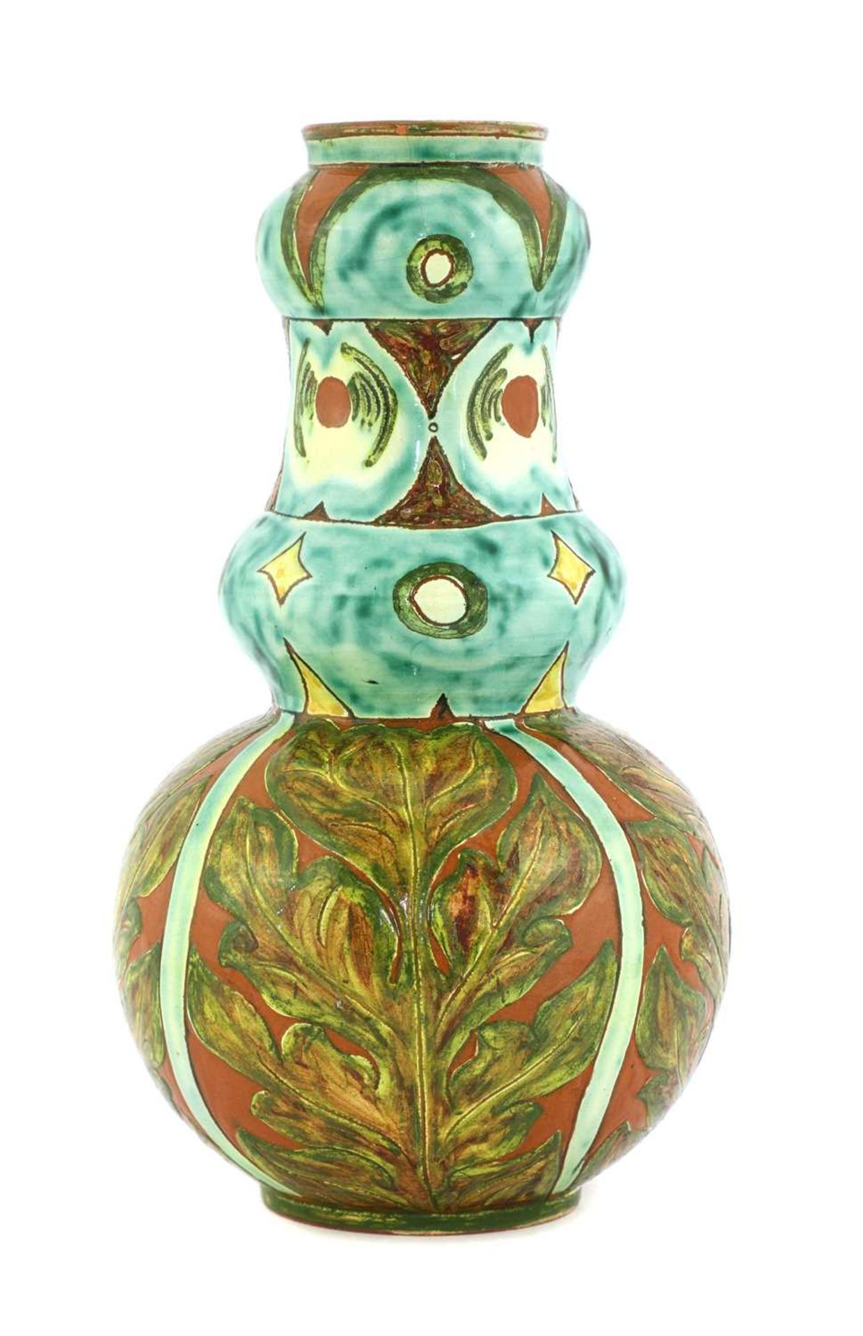 A Della Robbia pottery double gourd vase, - Image 2 of 3