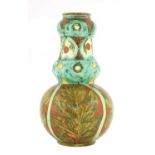 A Della Robbia pottery double gourd vase,