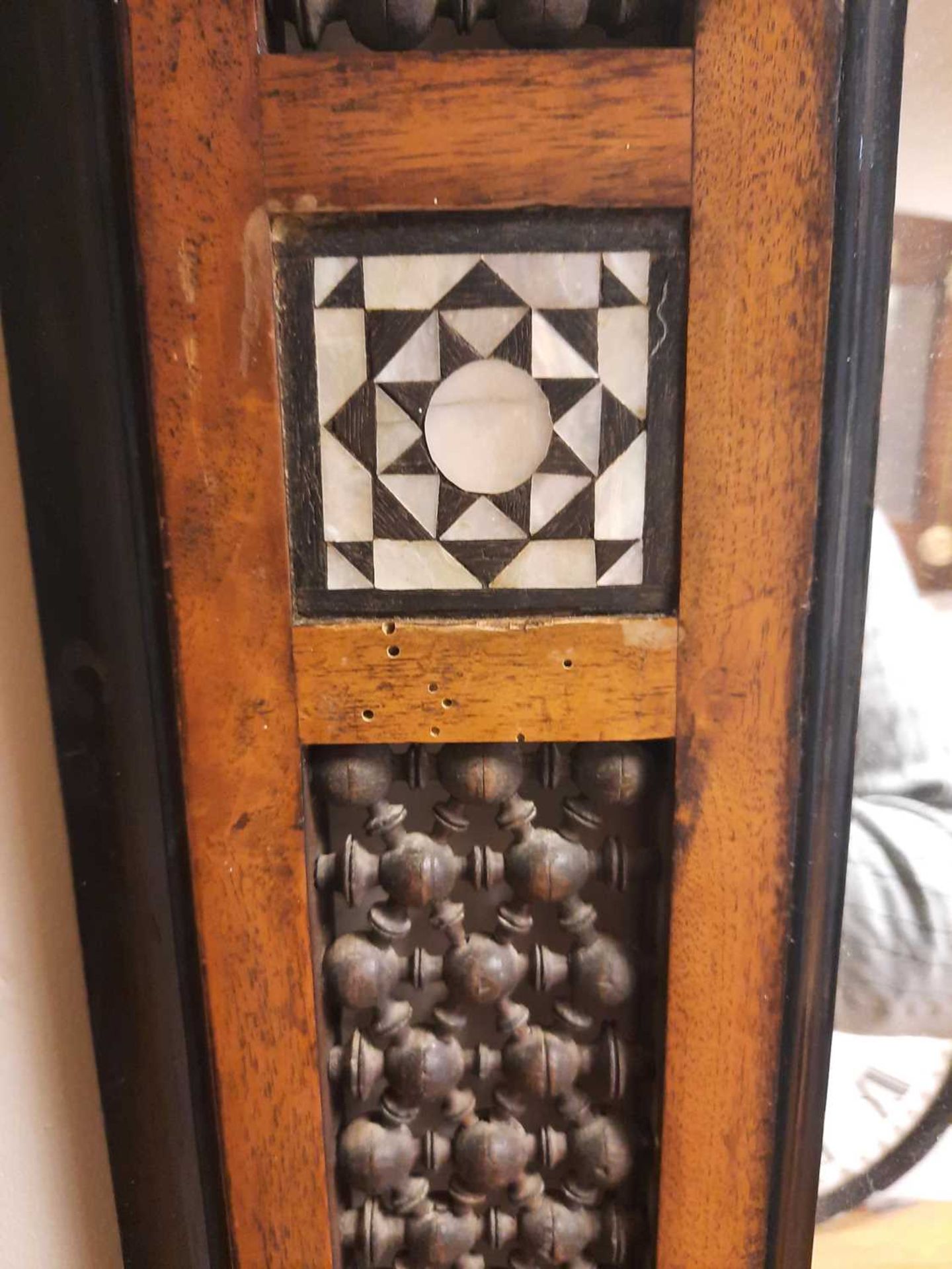 An Aesthetic Movement Moorish mahogany mirror, - Image 4 of 4