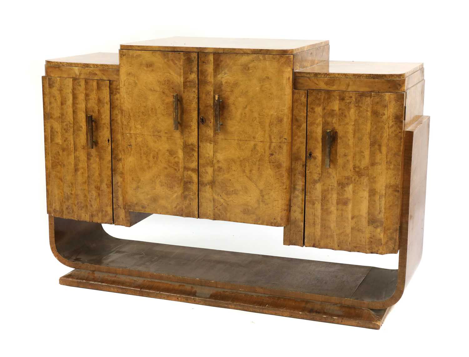 An Art Deco burr walnut dining suite, - Image 7 of 9