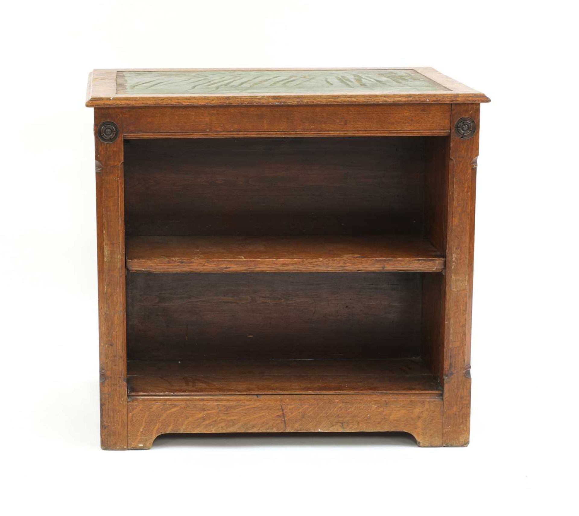 An oak Gothic Revival double-sided open bookcase, - Image 2 of 4