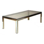 A glass coffee table,