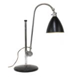 A Bestlite chrome and black enamel adjustable reading/student's lamp,