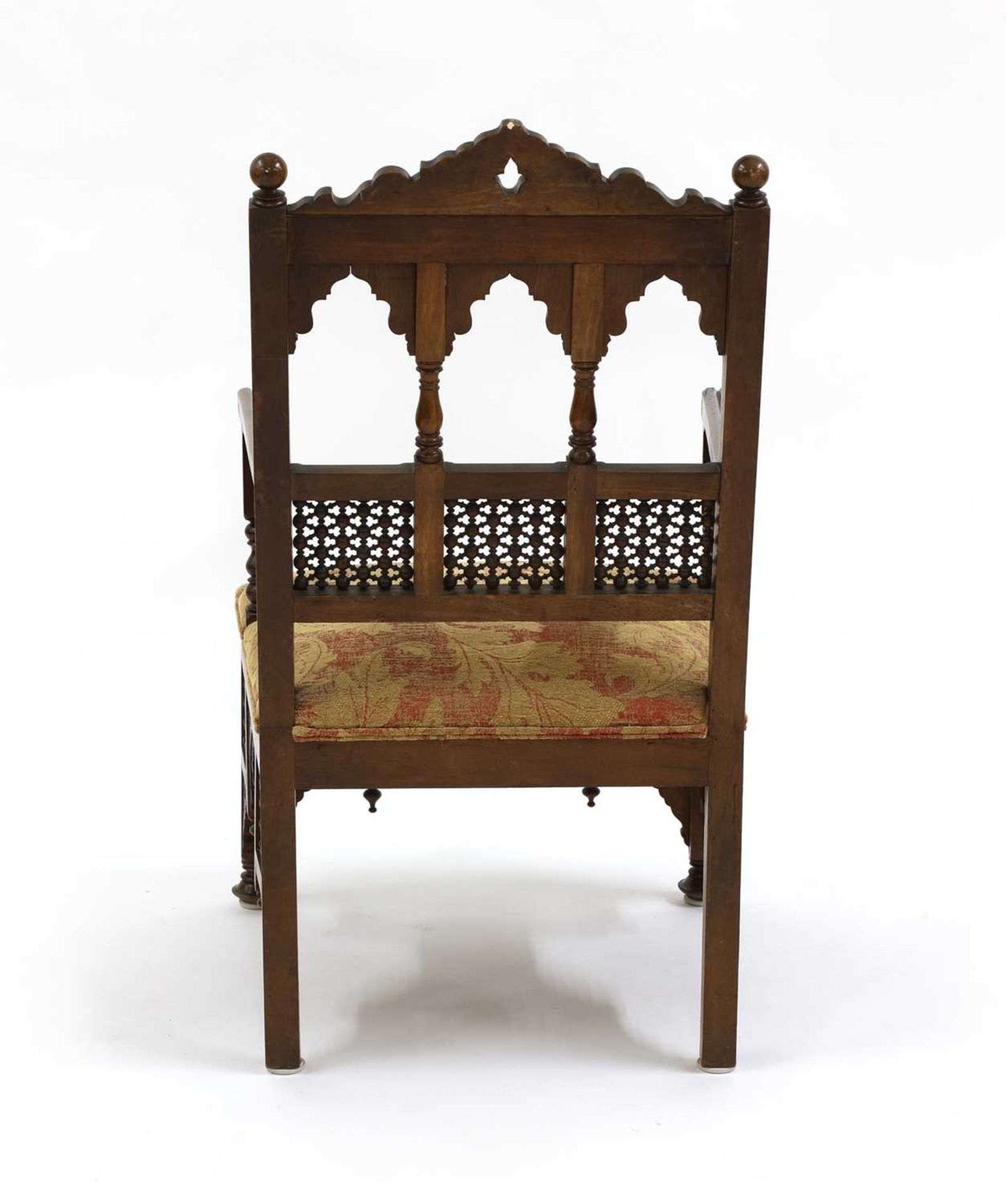 An Aesthetic Movement Moorish mahogany armchair, - Image 4 of 7