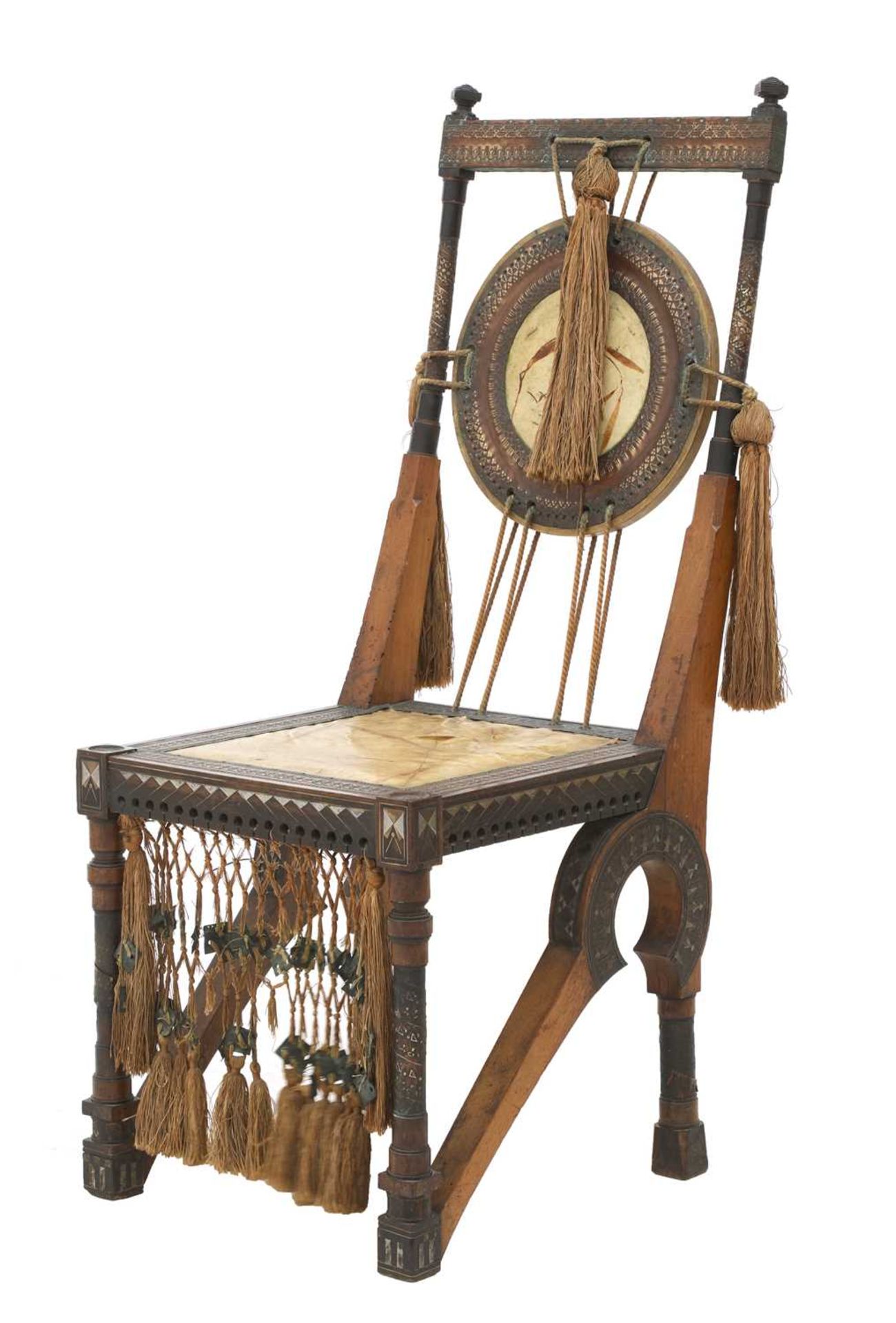 A walnut and copper side chair, - Image 2 of 20