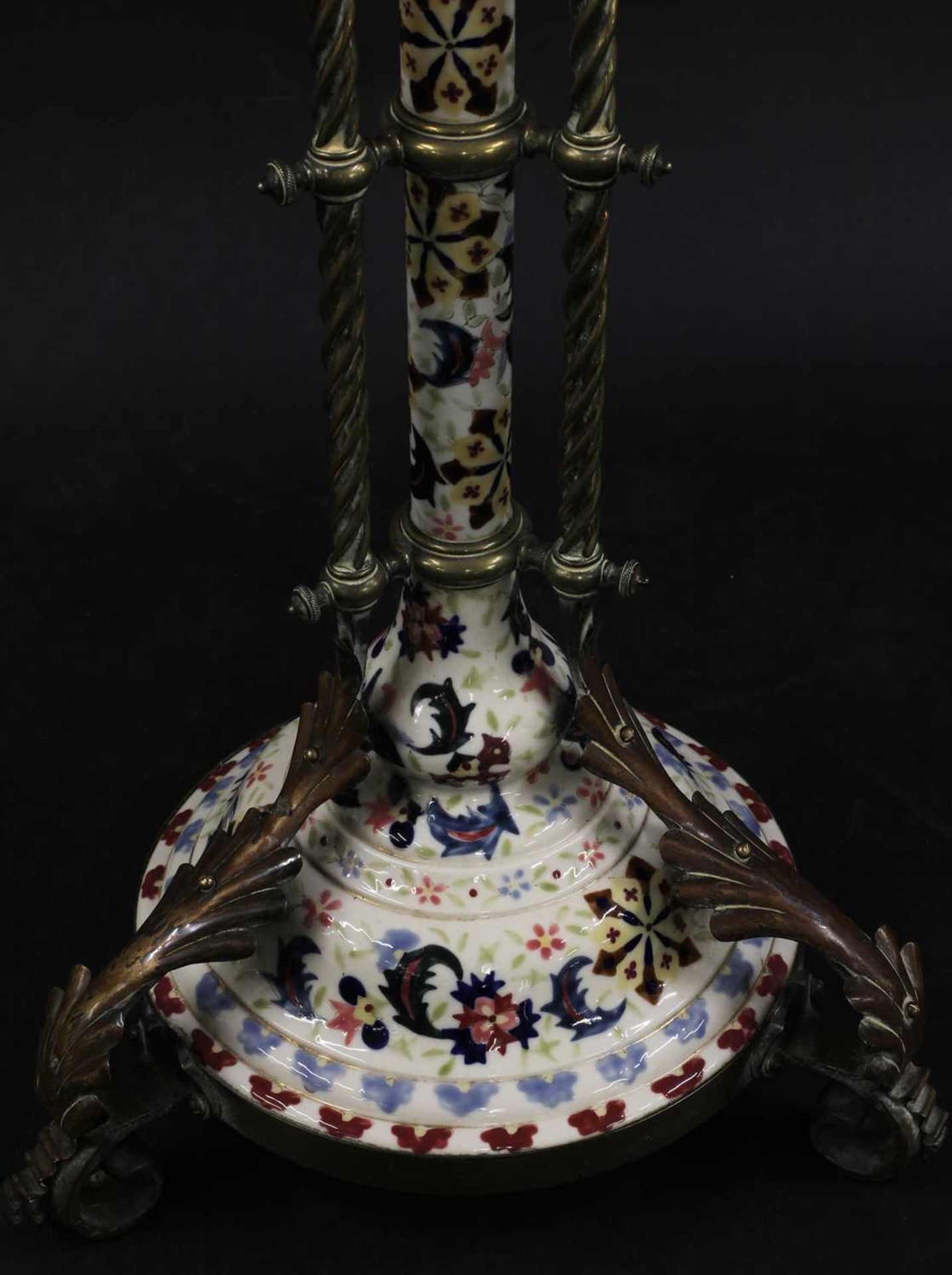 A Hungarian porcelain and brass adjustable standard lamp, - Image 2 of 6