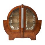 An Art Deco design walnut display cabinet,