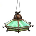 An American Arts and Crafts copper ceiling light,