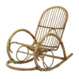 A Dutch bamboo and rattan rocking chair,