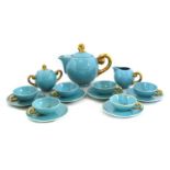 A Belgian blue-glazed tea service,