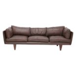 A leather and rosewood 'Model V11' sofa, §