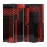 An Art Deco-style four-fold screen,