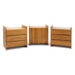 A 'Summa' modular set of three teak wall units,