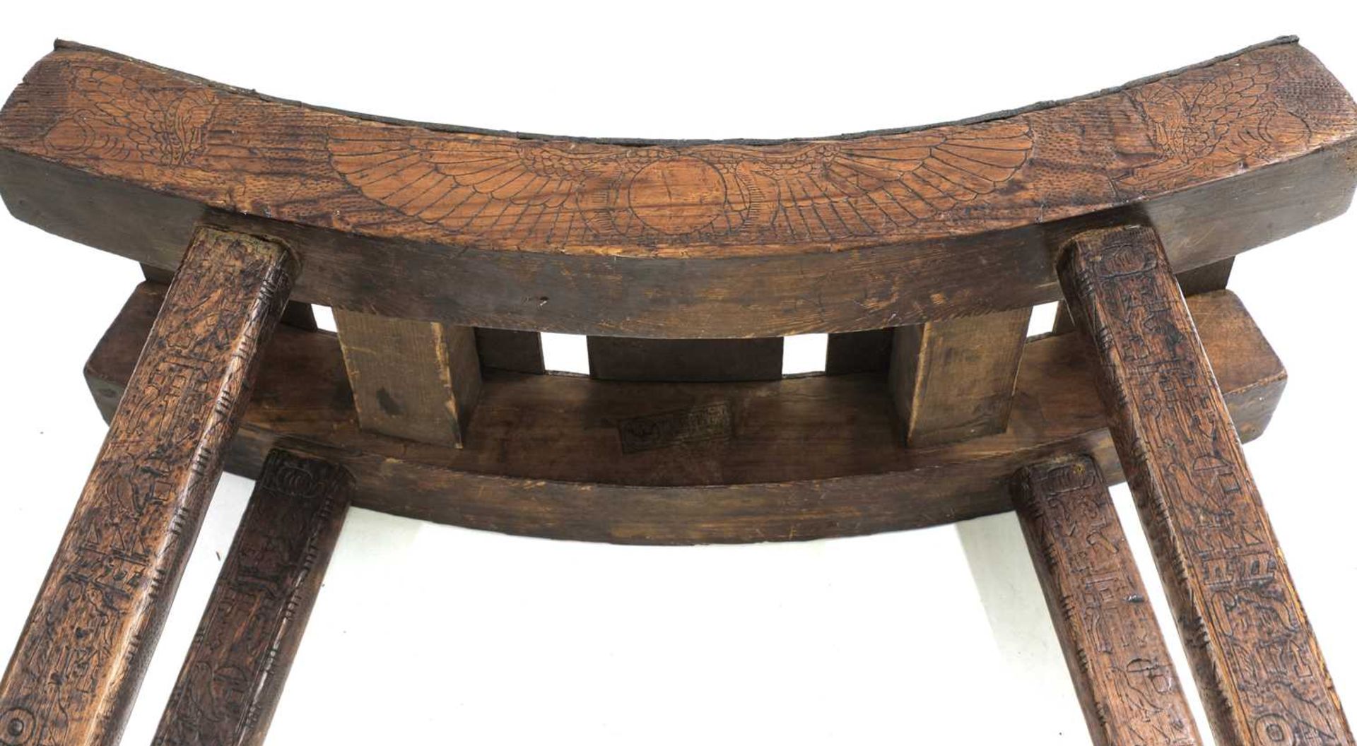 An Arts and Crafts 'Egyptian' pine stool, - Bild 4 aus 4