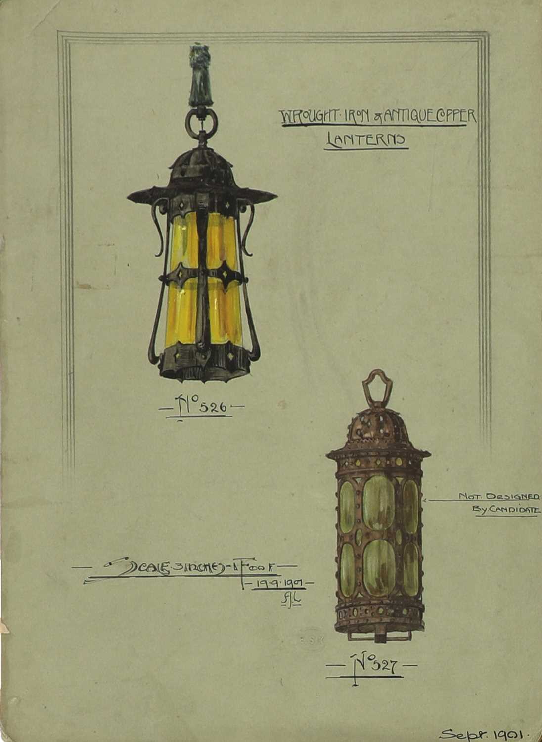 A set of five Arts and Crafts lighting designs, - Image 2 of 6