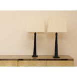 A pair of Maison Charles 'Pyramide' patinated bronze table lamps,