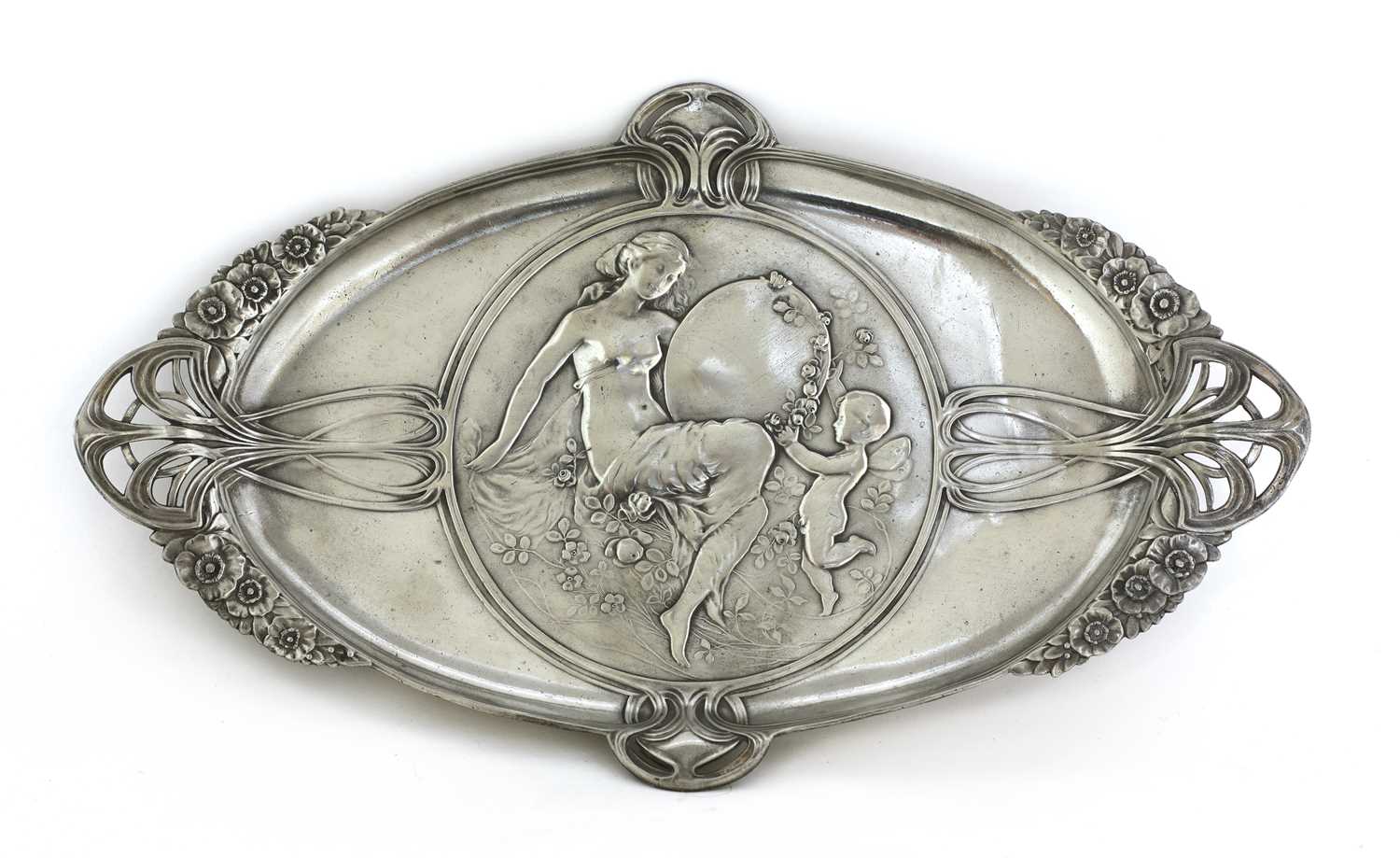 A WMF pewter card tray,