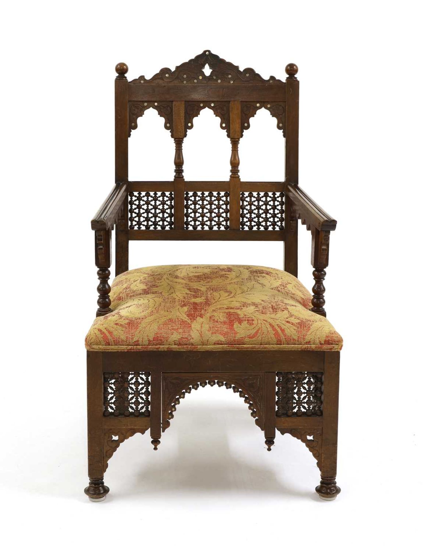An Aesthetic Movement Moorish mahogany armchair, - Image 2 of 7
