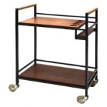 A teak drinks trolley,