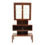 An Art Deco burr elm display cabinet,