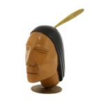 A Hagenauer hardwood and brass bust of a Native American,