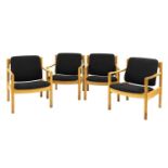 A four of Ercol 'Model 773' beech armchairs,