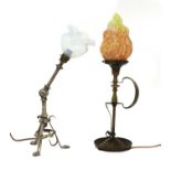 An Arts and Crafts silver-plated table lamp,