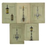 A set of five Arts and Crafts lighting designs,