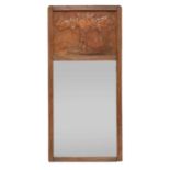 An Arts and Crafts oak wall mirror,