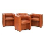 A set four leather armchairs,