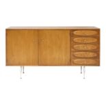 A teak and burrwood sideboard,