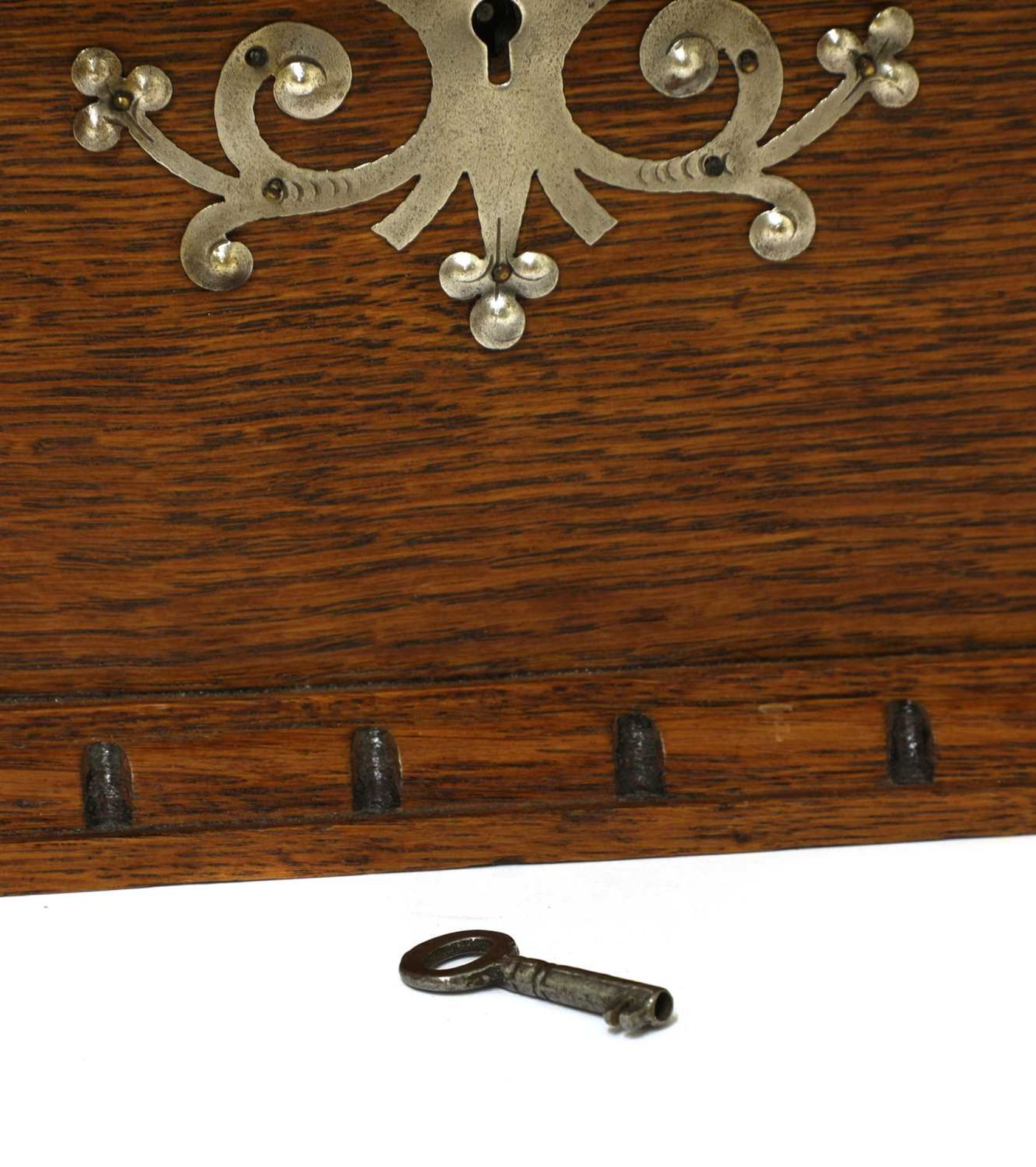 An Arts and Crafts oak and pewter-mounted casket, - Image 6 of 6