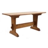 A Cotswold School oak refectory table,
